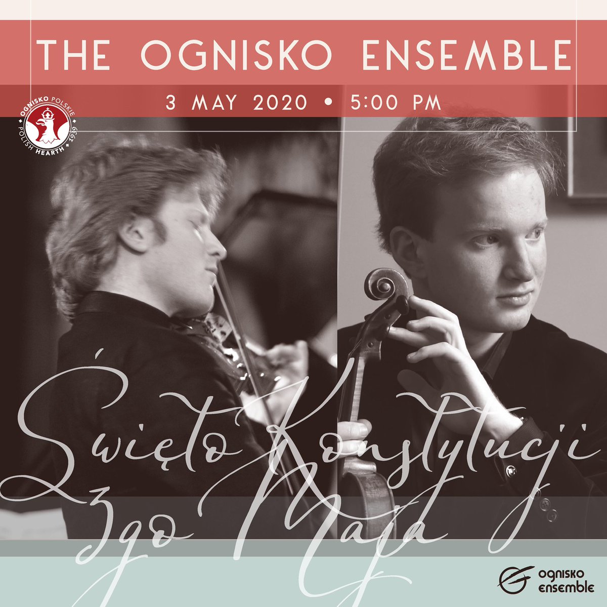 3.5.20: 🇵🇱 Święto Konstytucji 3go Maja" - Poland’s Constitution Day.
Ognisko Polskie invites you to join us for an on-line Zoom concert by the <a href="/OgniskoEnsemble/">Ognisko Ensemble</a> to celebrate Poland’s Constitution Day in the company of Ambassador <a href="/ArkadyRzegocki/">Arkady Rzegocki 🇵🇱</a>