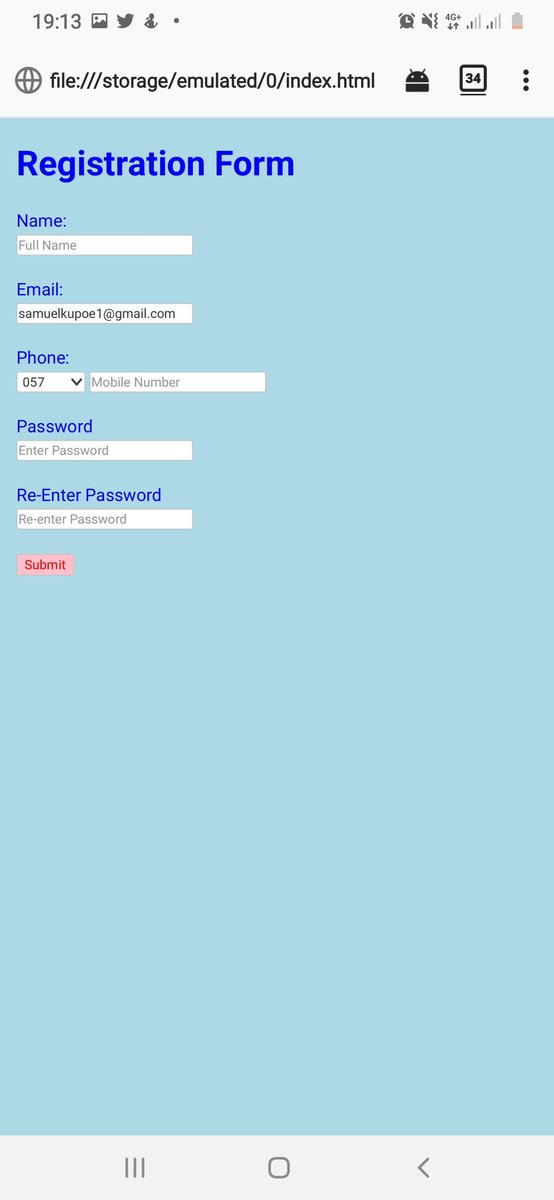 iamkupoe's tweet image. Day 73 of #100DaysOfCode. I drew inspiration from @DThompsonDev and tried coding on my cell phone. This was the result. #Codetraingh #Codetrainchallenge.