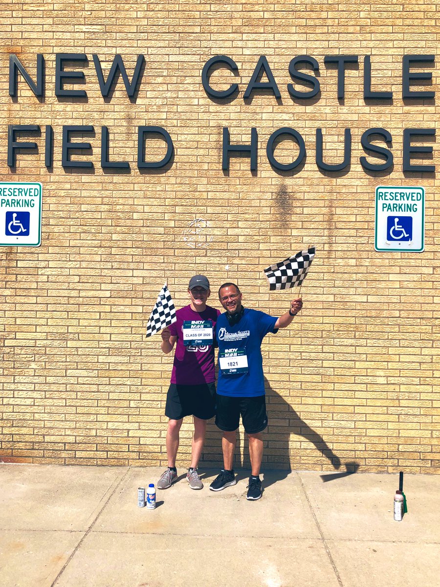 PapaChris1821's tweet photo. Set a personal record for finishing a half marathon while running the #VirtualIndyMini across Henry County today!  Started out at BRVHS &amp; crossed the finish line at the World’s Largest &amp; Finest High School Fieldhouse at @trojansnchs in 1:52:21! ☀️🏃🏻‍♂️💨🙌🏻🔥🎉 #IndyMini @500Festival https://t.co/V4cvzZUUzC