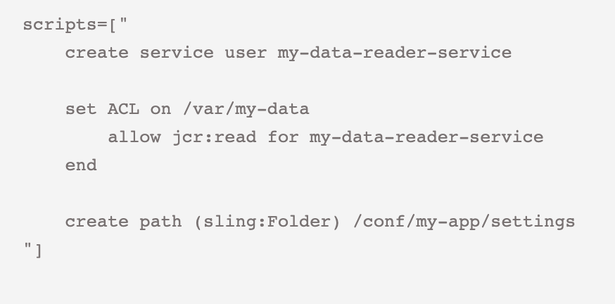 DeltaWorld's tweet photo. Did you know if you wanted to create a service user and define its permissions via #ACL on AEM as a Cloud Service, this can be done via a #repo init script. You can even create your own node structure #repoinit #AEM #AEMaaCS #AEMCS @AdobeExpCloud #Dev https://t.co/JYwSm0kpw0 https://t.co/EMbLCXCx2L