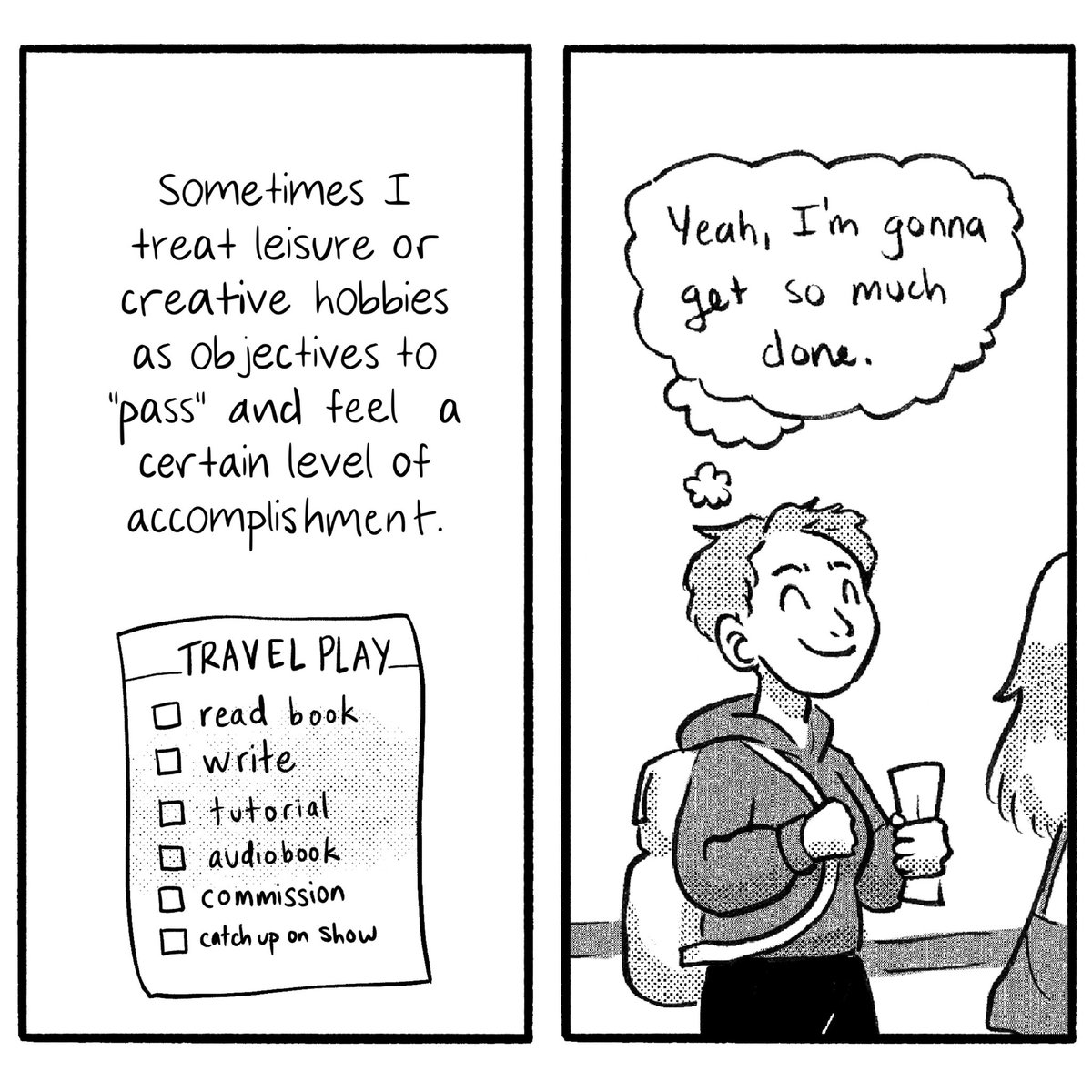 ✈️ travel ✈️ | an #autobiocomic about attempting to be productive in overstimulating environments. #actuallyautistic 