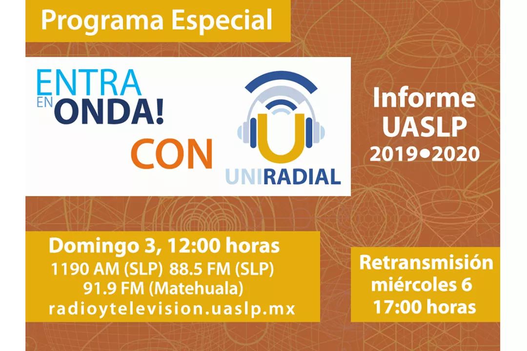 radiotvuaslp's tweet photo. #ProgramaEspecialDRTV
Estamos preparando en la #DRTVUASLP este espacio radiofónico con #UniRadial para dar a conocer lo más relevante del #InformeUASLP edición 2019-2020.
Tenemos una cita este domingo 3 de mayo con la @DRTVUASLP. 📝 https://t.co/A6P7CBDioQ