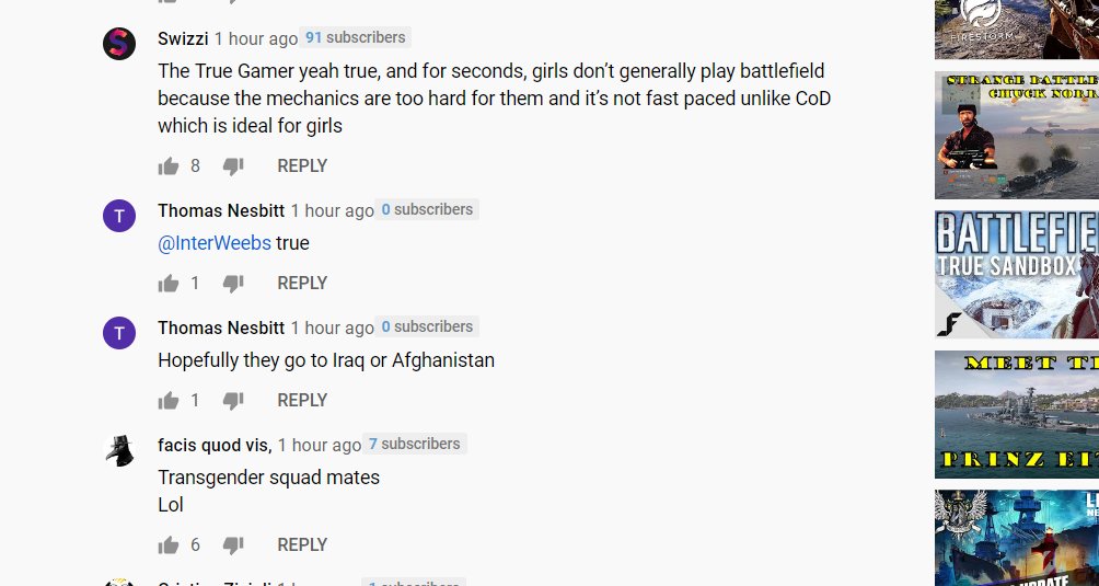 ThiccBunniKasey's tweet photo. Most be nice in #bestcommunityintheworld
This is #BattlefieldCommunity
@MrProWestie very nice Viewers you got🤬
@Battlefield @EA_DICE you gave up on #BattlefieldV for these people? DEVs please don't let them win!!!
Please keep Supporting #Batlefield5
Please share this tweet! https://t.co/OpeeEOTOQa