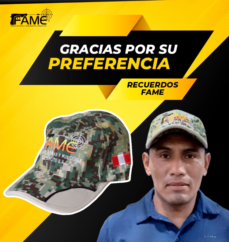 😎¡GORRAS CAMUFLADAS FAME SAC!😎

Las gorras FAME tienen un diseño camuflado con colores tierra, además lleva la bandera del Perú bordada en el lado izquierdo, es apta para hombres y mujeres ya que tiene una hebilla regulable.

Comunícate con nosotros 990 570 574