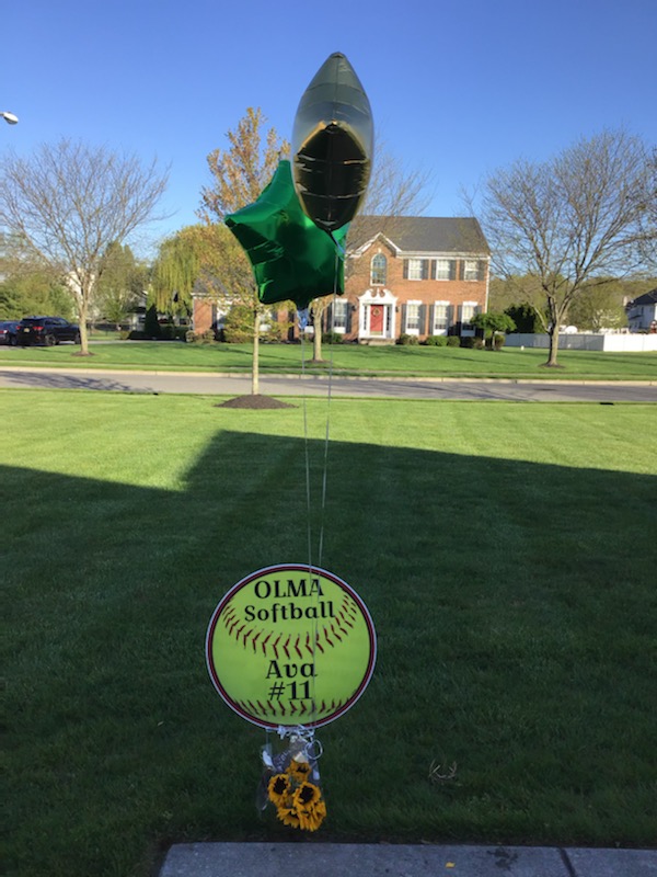 OLMA_NJ's tweet photo. Look what Coach Hagerty did for his senior softball players today?  A-MAZING! Thank you, Coach❤.  #2020strong #OLMA2020 #sisterhood @OLMAathletics #OLMAsoftball https://t.co/AiqHNiOHOx