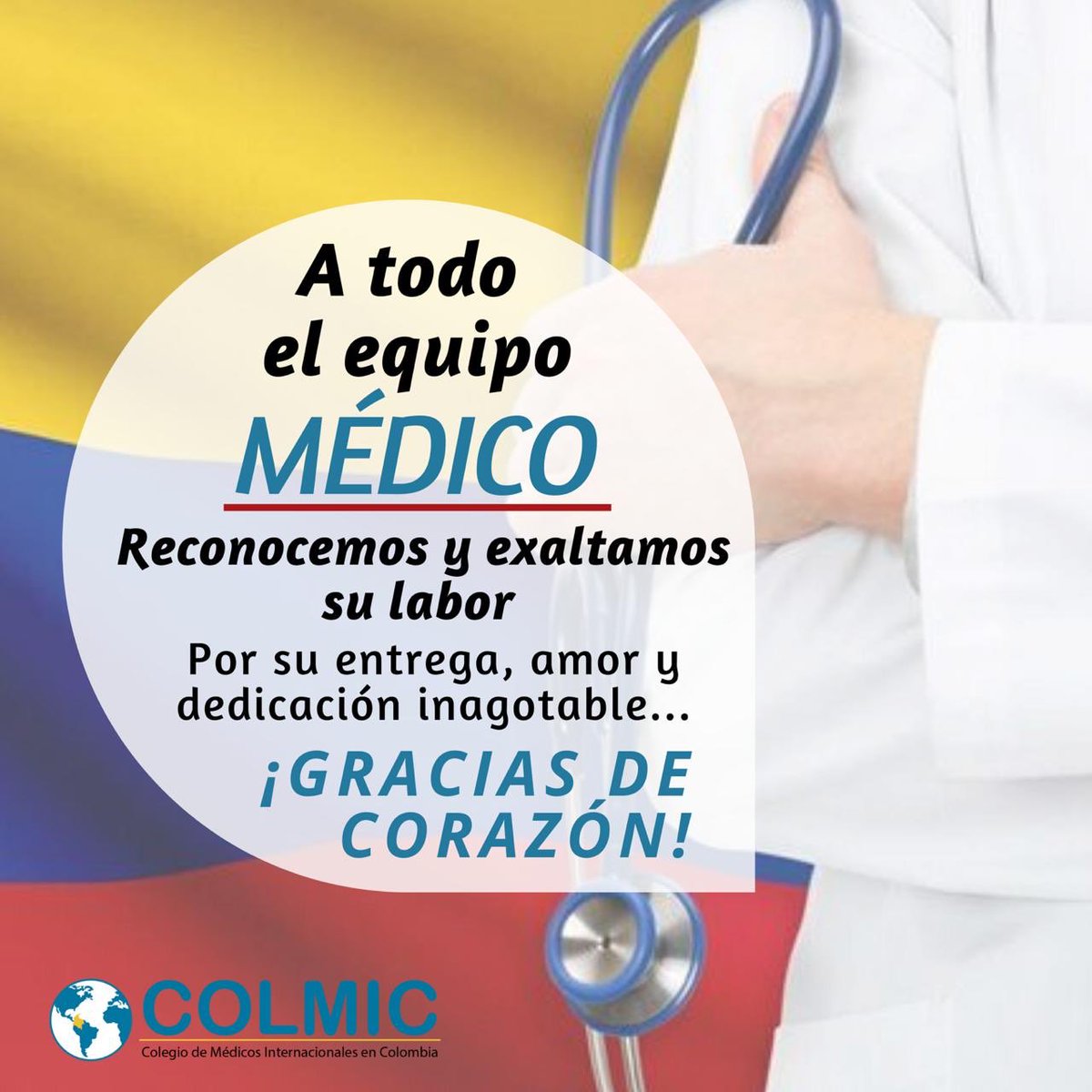ColmicColombia's tweet photo. La alegría de servir. El privilegio de curar” #𝗚𝗿𝗮𝗰𝗶𝗮𝘀 por cuidar de nosotros.  𝗦𝗼𝗺𝗼𝘀 𝗠𝗲́𝗱𝗶𝗰𝗼𝘀 𝘀𝗼𝗹𝗶𝗱𝗮𝗿𝗶𝗼𝘀 𝗽𝗼𝗿 𝗖𝗼𝗹𝗼𝗺𝗯𝗶𝗮 🇨🇴  #medicos #ColombiaCuidaColombia #ColombiaEstaContigo #somos https://t.co/44i6cTBJV3