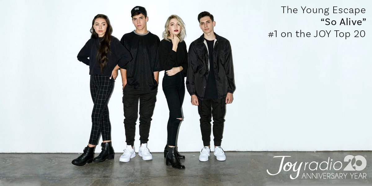 myJOYRadio's tweet photo. Congrats to @theyoungescape! Voted #1 on the #JoyTop20 countdown for the first time in the GTA with their super salutary song, "So Alive"! Vote anytime for your favourite Christian hits by text message or email. https://t.co/MK40lleHAx. #myJOYradio #Toronto https://t.co/R3LlY4KkeU