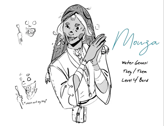 Mouza! doodling around as we're getting ready to start, to get a feel for this character 