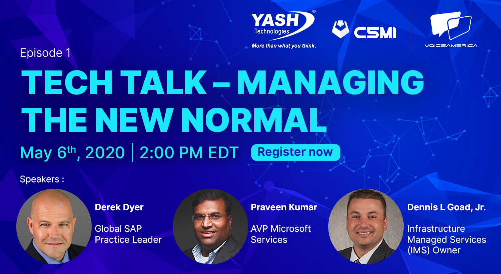 VoiceAmBusiness's tweet photo. YASH Technologies and C5MI are excited to host the Tech Talk ‘Managing the New Normal’ webinar series this summer. Make sure to REGISTER NOW! https://t.co/zd2NPeN8Ey @YASH_Tech @c5mi_yash #SmartFactory #Digitalization #Automation #Industry40 #YASHTechnologies #C5MI #Technology https://t.co/zAYvWXizm1