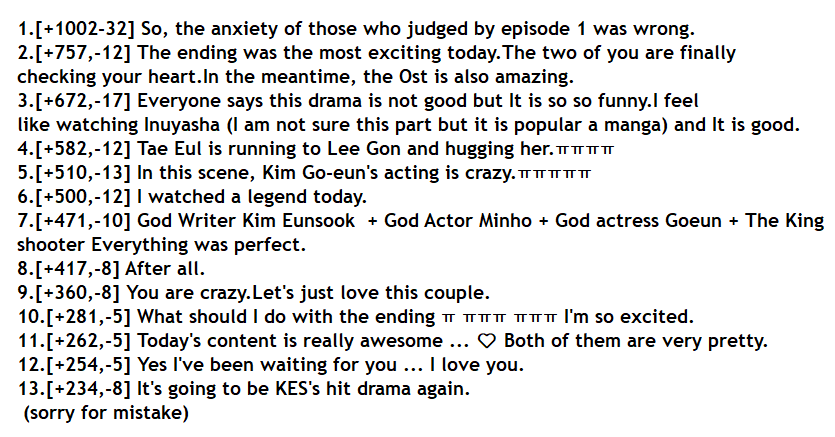 Naver Comments  #TheKingEternalMonarch  #LeeMinHo  #KimGoEun