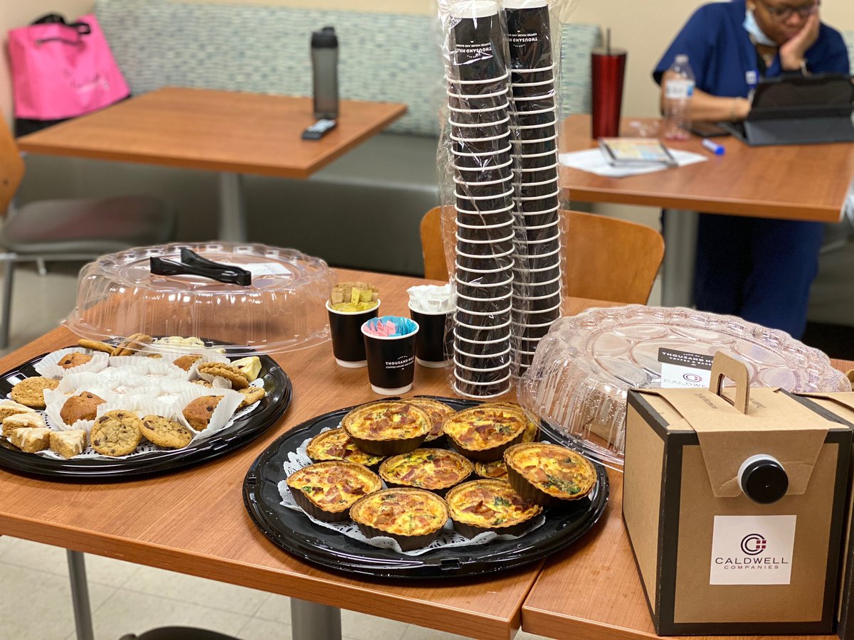 CaldwellCos's tweet photo. We delivered some @lthcypress coffee and pastries to nurses and doctors at @houstonmethodist on the front lines helping fight COVID-19! You may recognize the nurse on the left, our associate Ron Roberson’s daughter Abby! Thank you for all you do for our community. ❤️ #CCCares https://t.co/7AjtAyuJ0w