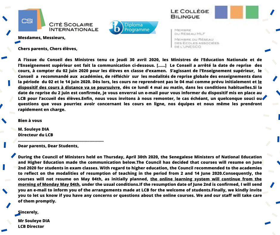 Le Collège Bilingue de Dakar tweet media