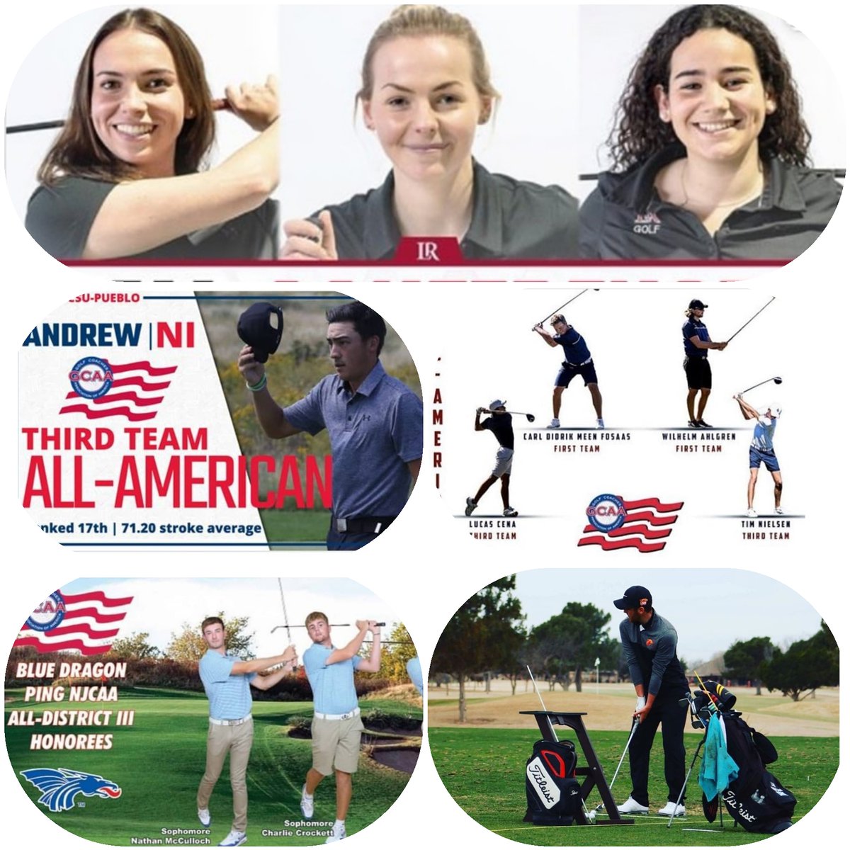 Proud of these #collegiategolfusa student-athletes and their achievements in the US! Congrats to Megan Robb <a href="/lenoirrhyne/">Lenoir-Rhyne University</a>, <a href="/Andrewni_golfer/">Andrew ni</a> <a href="/KOpackgolf/">josh koschke</a> at CSUP, Tim Nielsen at Kaiser University and <a href="/liamduncan99/">Liam Duncan</a> <a href="/NewMexicoJC/">New Mexico Junior College</a>
@CoachBerryNMJC 👏💪
#AllAmericans #collegiategolfusa