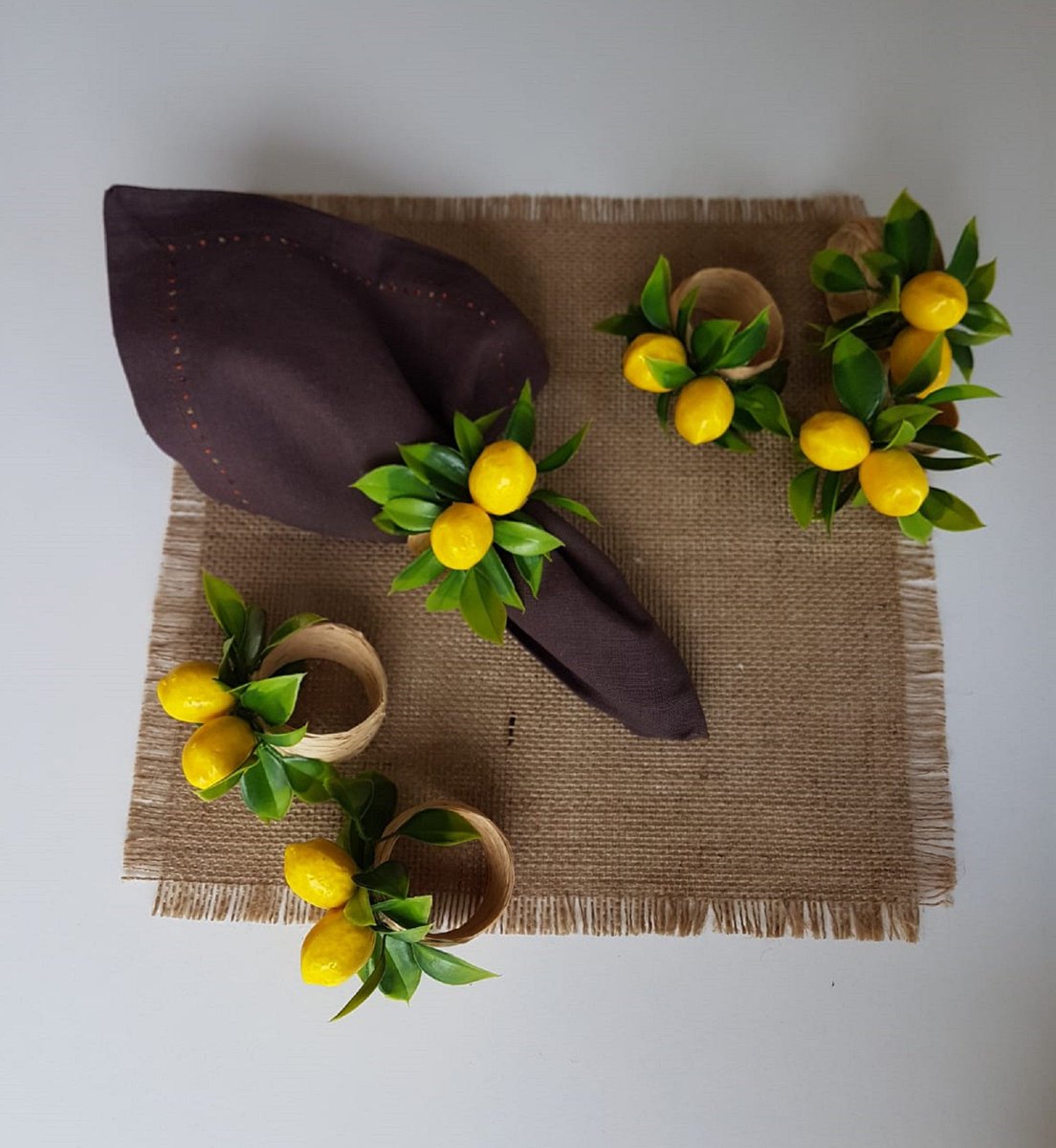 Shop my sale: 25% off on my 'Faux Lemon Napkin Rings' etsy.me/2xrpP6P #etsy #etsyfinds #etsygifts #etsysale #etsycoupon  #lemonnapkinring #eventdesign #weddingtable #sale #discount #kitchentabledecor #farmhousetabledecor #summerdecor #lemons #bridesmaides #gift