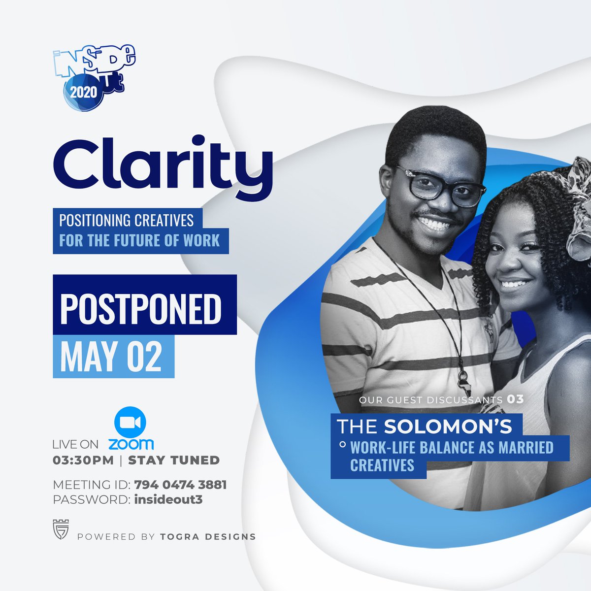 Olusholatolu's tweet photo. Today we had the honor of a wonderful couples in our 3rd and final session of #insideout2020. They shared with us useful insight on work life balance as married creatives. Discussion singles should really treasure.

Some Notes Typed Out In picture.

#clarity on the #futureofwork! https://t.co/uElJcpKMvI