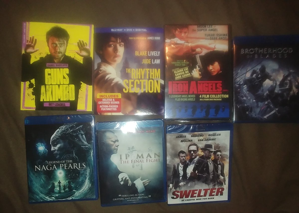 Mass amounts of deliveries and pick ups. @Lionsgate and #sababfilms @GunsAkimboMovie @ParamountPics @TheRhythmSec @MediaAsia #ironangelscollection and @DollarTree haul of @wellgousa titles #brotherhoodofblades #thelegendofthenagapearls #ipmanfinalfight and #swelter #bluray #dvd