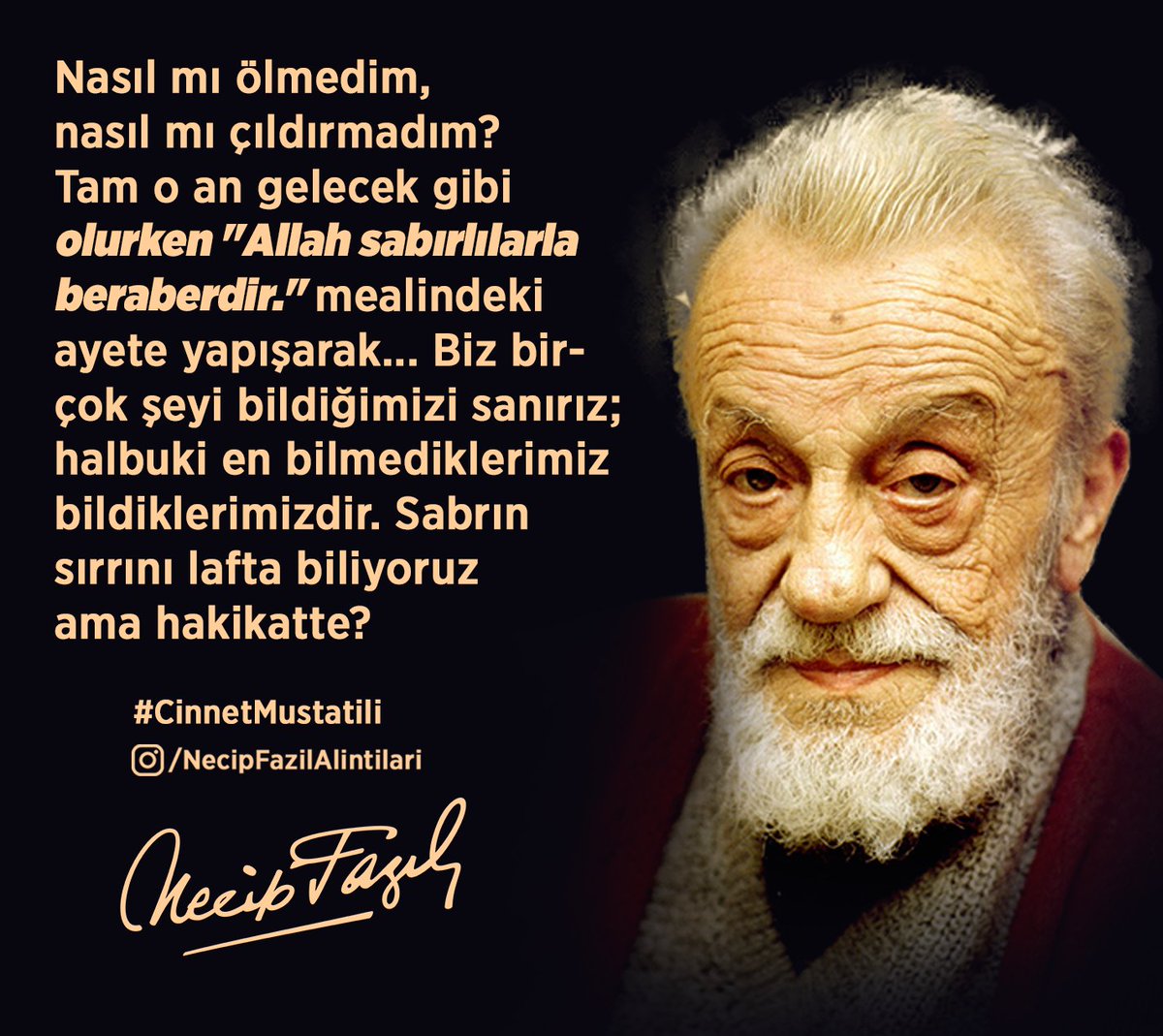 NecipFazildan's tweet photo. Sabrın sırrını lafta biliyoruz ama hakikatte? https://t.co/KoLzHaa7Pn