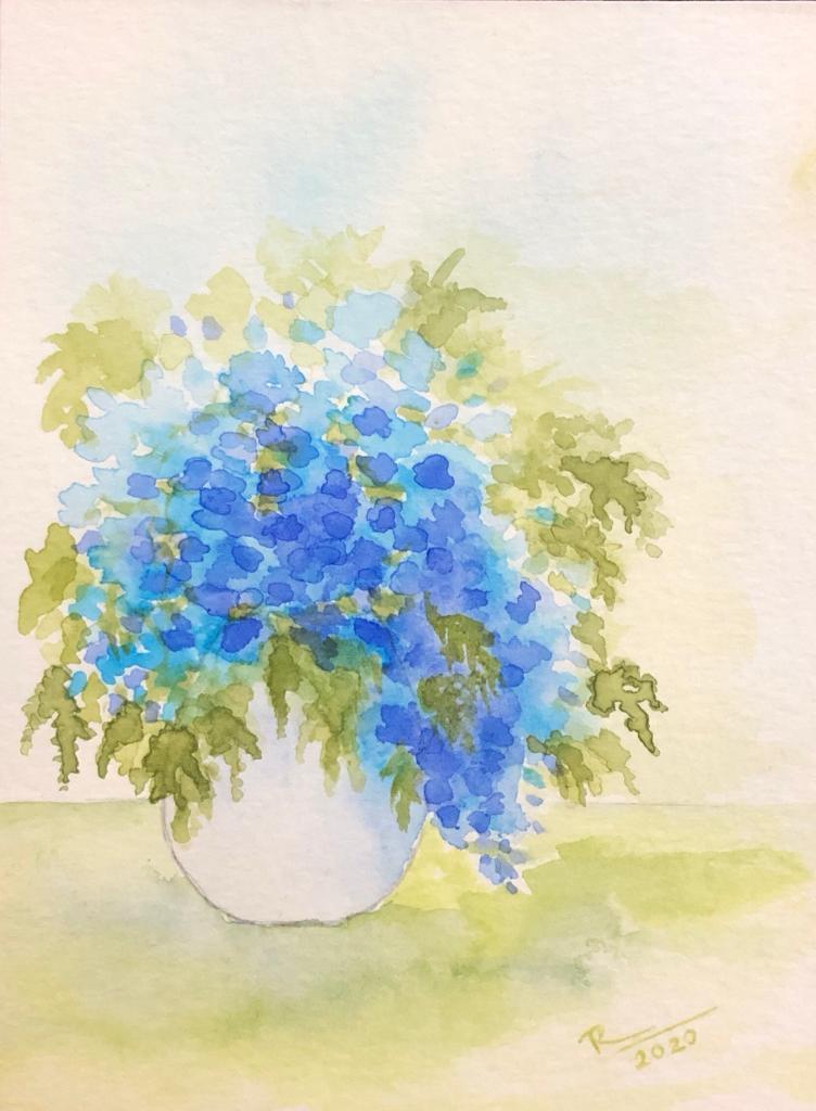 blue - either be calm or tranquil #watercolour #blue #flowers