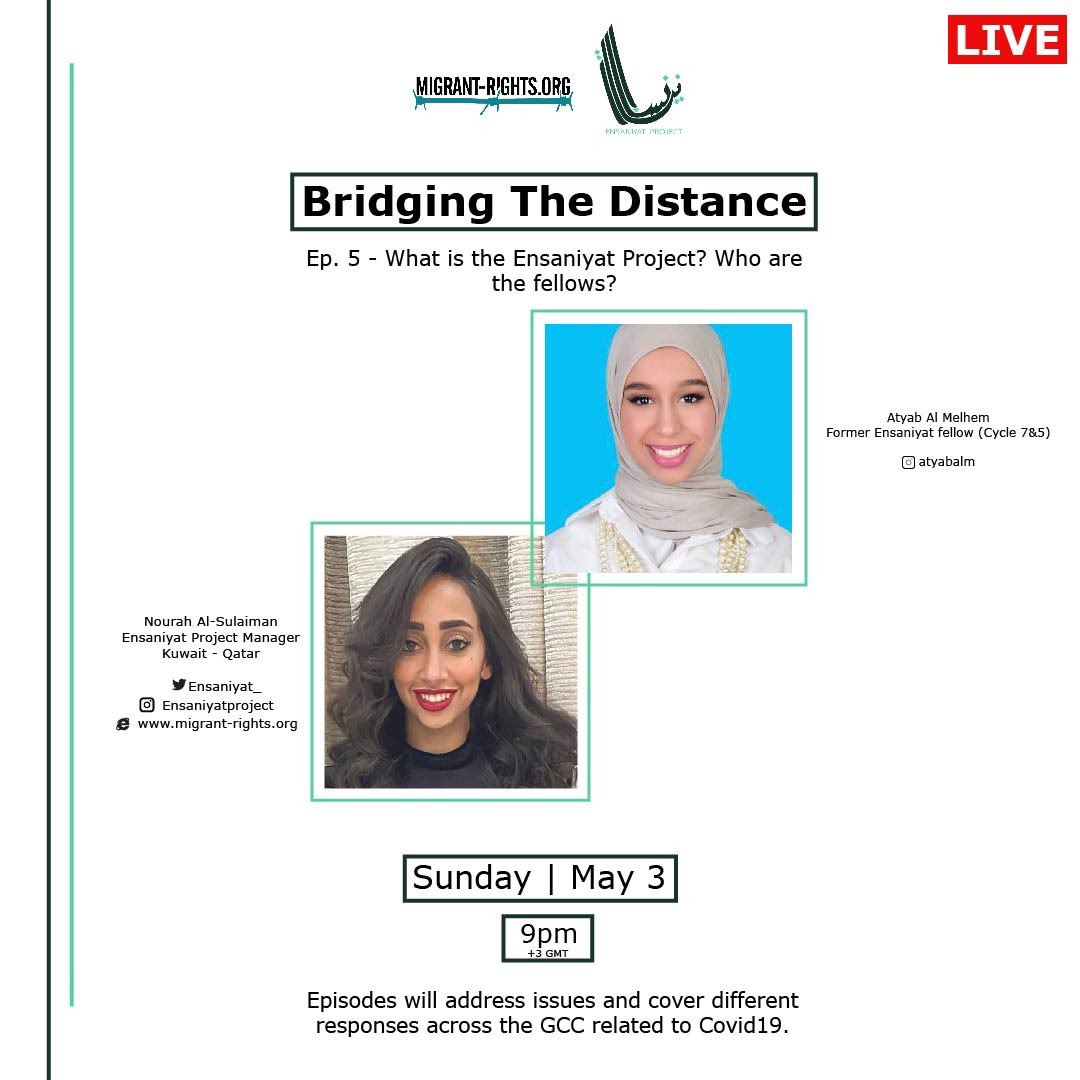 Ensaniyat Project On Twitter Ep 5 Of Our Instagram Live Series Will Be With Atyab Al Melhem Who Joined The Fellowship During The 5th 7th Cycles She Will Be Sharing Her Ensaniyat