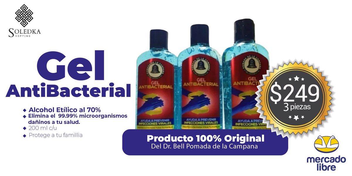 SoledkaS's tweet photo. Mantén tus manos limpias en esta cuarentena, y para que puedas lograrlo tenemos este kit de 3 Gel Antibacterial de 200 ml cada uno.

Haz ahora mismo tu pedido:
☎️Llámanos (55) 1209 1260
📱WhatsApp https://t.co/ovYsNvyaGc

#SoledkaShopping #SoledkaHealthCare #iLoveSoledka https://t.co/FOZAcasISp