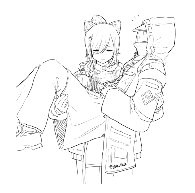 (Arknights OF-ST5)

Schwarz: "It'd be a bit unsightly if you wanted me to carry you over." 

#アークナイツ
#Arknights 