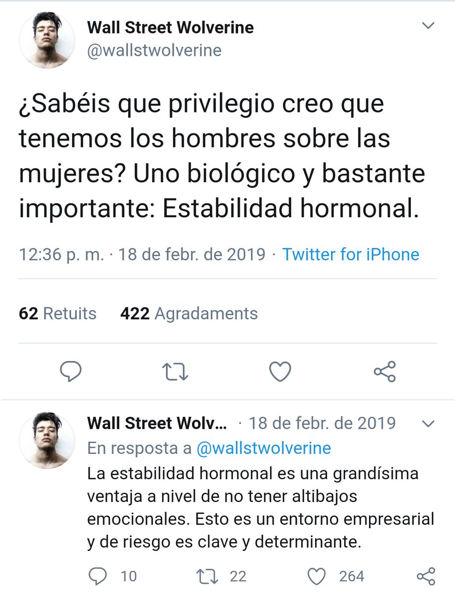 LauMarcilla's tweet photo. FALSO.

Los hombres cis también tienen ciclos hormonales. La diferencia es que no pueden saber en qué fase del ciclo están, porque no tienen un marcador fisiológico claro como la menstruación.

Pero no sois más "estables" que nosotras, solo os lo creéis. https://t.co/JyaLnyFOia