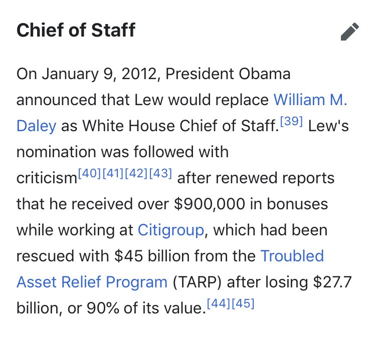 11/ But that’s not all...He became Obama’s CHIEF OF STAFF & received $900,000 in bonuses after 0bama’s bailoutClinton OMBObama Sec of TreasuryCitigroupObama Chief of Staff I think the Q team is pointing to him directly. Why else use *his* signature in the Campaign ad?