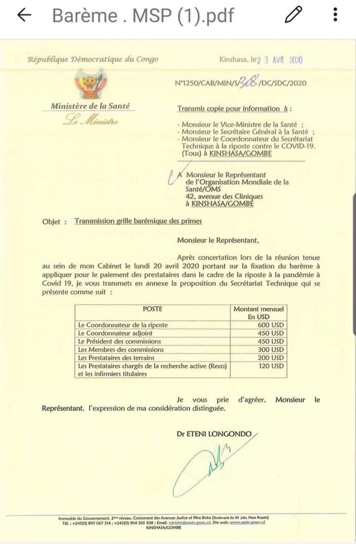 PatientFidel's tweet photo. #ThisIsCongo: Une fois de plus, chapeau bas aux religieux pour avoir refusé la gestion directe du FNSCC. Des miettes pour ceux qui risquent leur vies au contact des malades sur le terrain, et le plat de résistance aux bureaucrates coe d’habitude. Honte à vous @LongondoEteni. https://t.co/xdgdBe4S4o