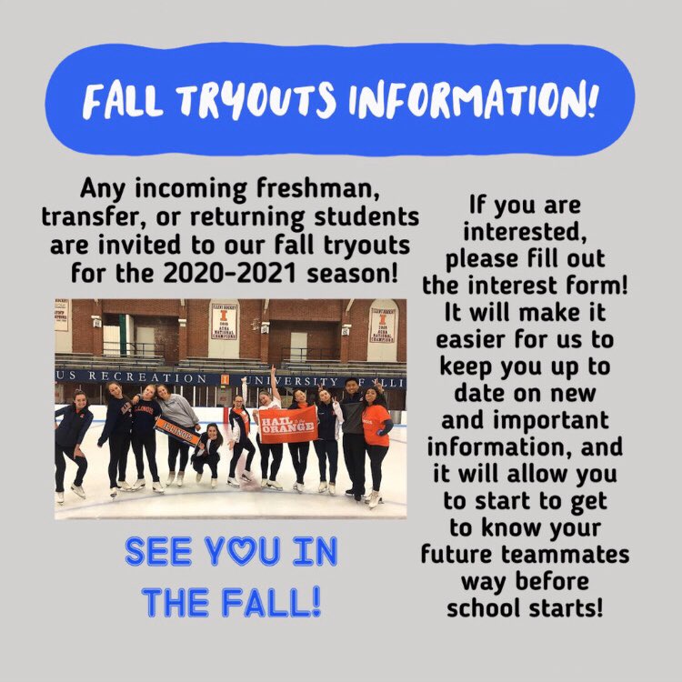 💙🧡WELCOME ILLINI🧡💙
Yesterday was Decision Day and we want to congratulate and welcome all the new Illini! For the 2020-2021 season, tryouts will be in the fall. If anyone is interested in trying out, please fill out the interest form linked below! ⬇️
forms.gle/kXcjgBss7XQY7s…