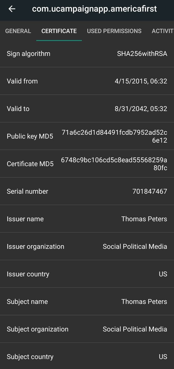4/ Package Analyze 1:I'll try to answer questions!*SERVICES - Pic. 4*Eight (8) from  #Phunware including Location Tracking in Picture 4*PERMISSIONS - Pic. 2ReceiveBootCompletedAccessBackgroundLocationCan be exploited. Impossible to know since  #Trump2020 App is not FOSS.