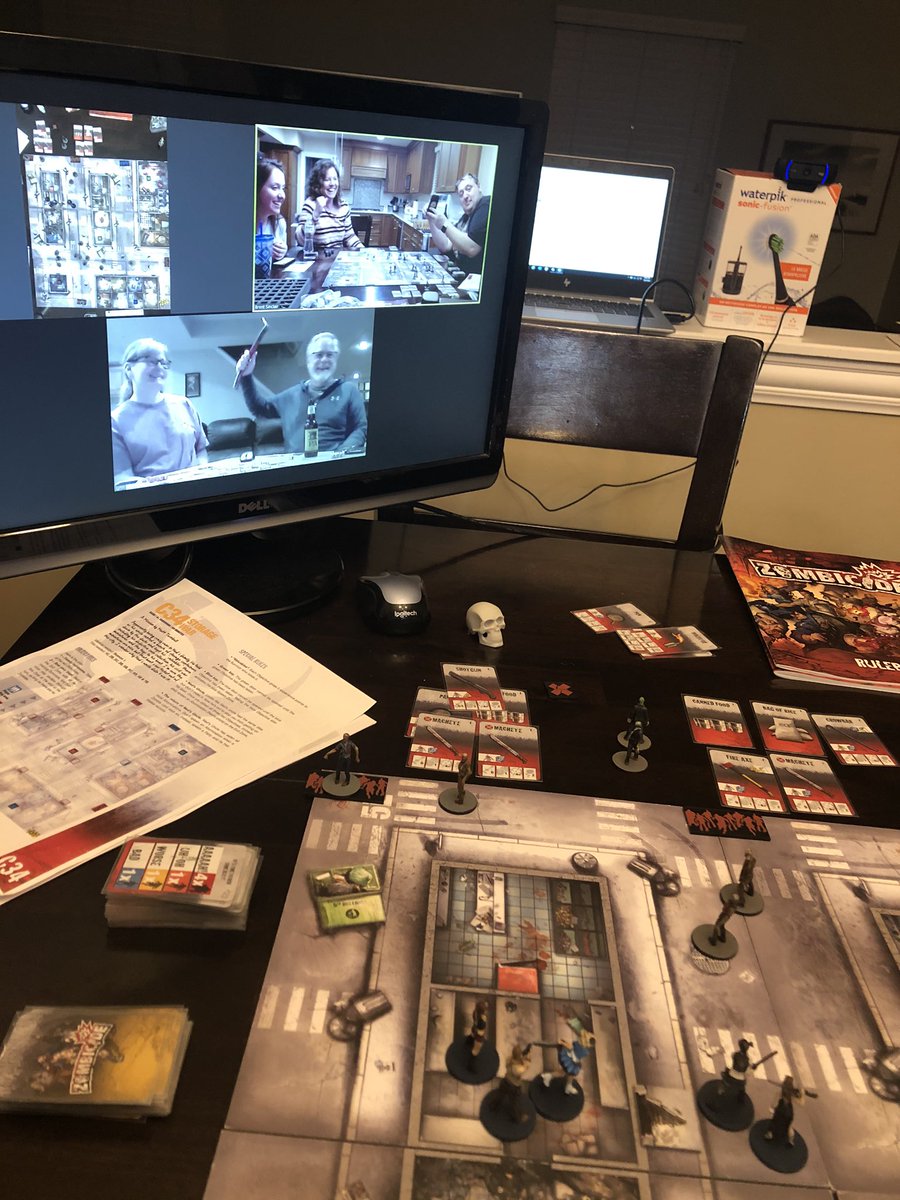 brentsminis's tweet photo. Tried out the a virtual ZOOMbicide game with our neighbors. Technology worked great but the scenario proved fatal for our survivors. Gonna try again soon!  Fun times during Quartine @CMONGames #Zombicide https://t.co/NV3e0Jgd53