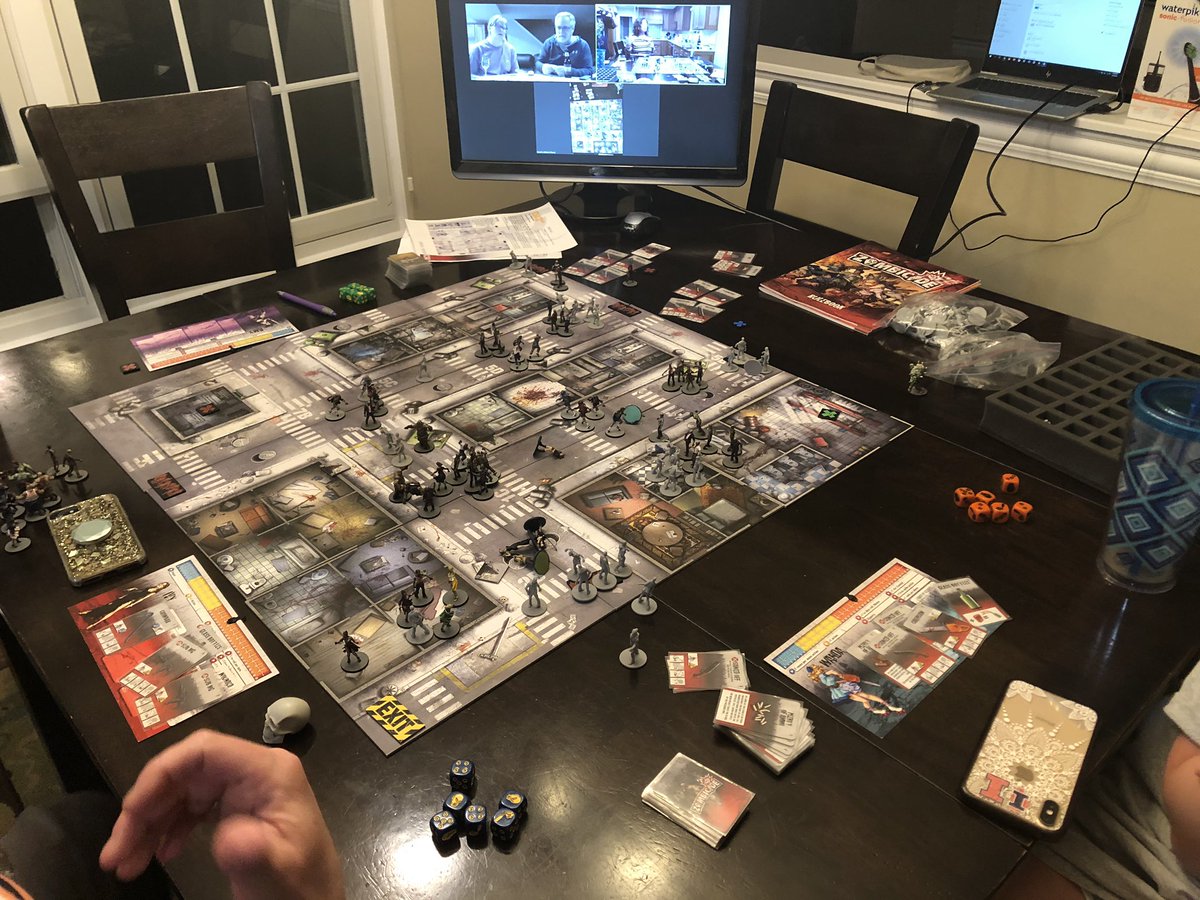 brentsminis's tweet photo. Tried out the a virtual ZOOMbicide game with our neighbors. Technology worked great but the scenario proved fatal for our survivors. Gonna try again soon!  Fun times during Quartine @CMONGames #Zombicide https://t.co/NV3e0Jgd53