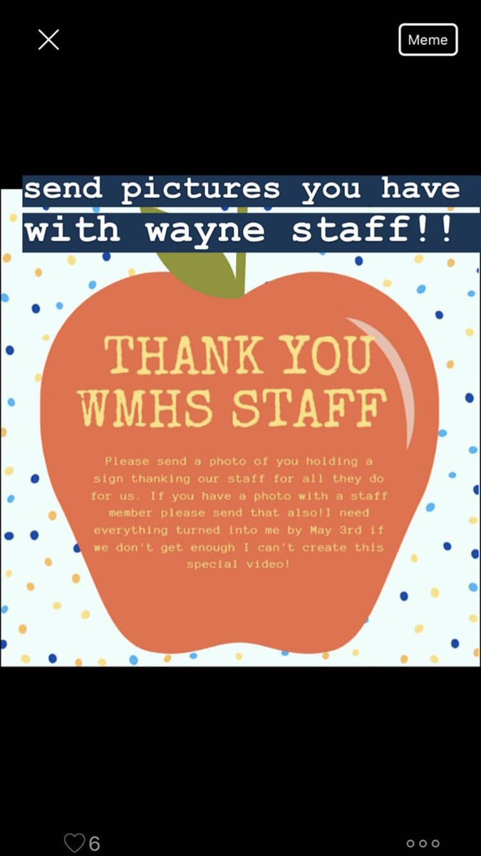wmherd's tweet photo. Send appreciation to our teachers and staff showing how much we care!! If you have any pictures with staff memebers send them to Brooke Johnson by May 3rd !! https://t.co/oIlaPIxkhW
