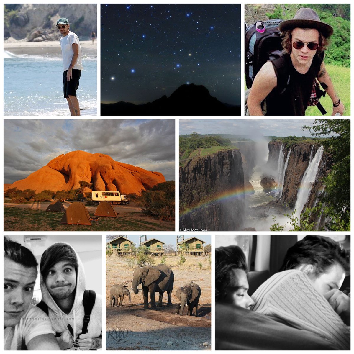Stranger Stars: African travel AU, tour leader Louis, student/songwriter/photographer/Harry, long fic, slooow burn, Louis/ofc, sexuality crisis, angst, descriptions of illness, pining, fluff, side Ziam, OT5, eventual smut  https://archiveofourown.org/works/23086588/chapters/55229563