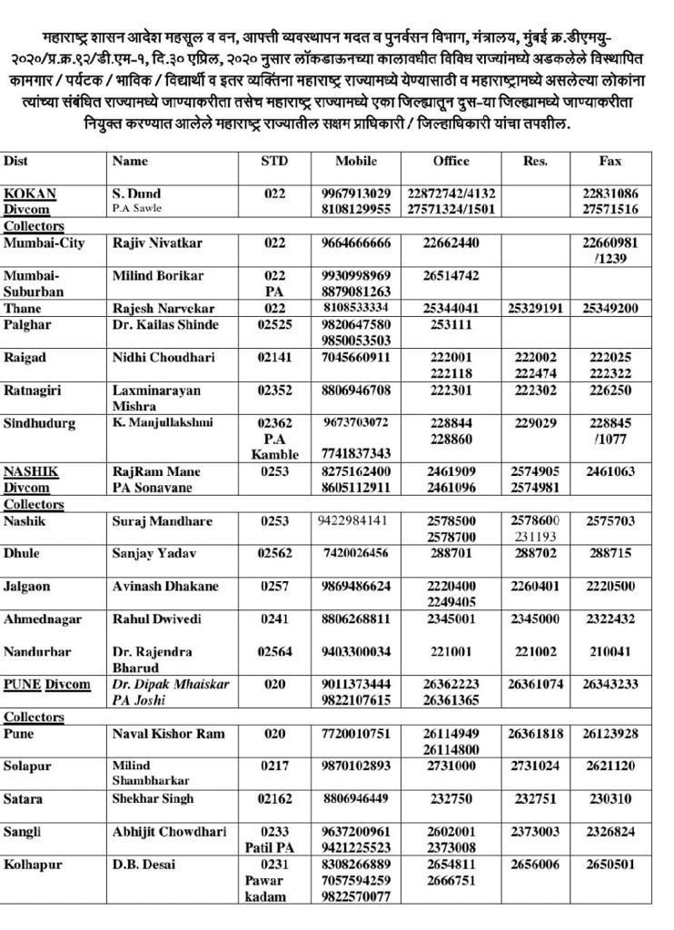 iyograj's tweet photo. You can send an e-mail at controlroom@maharashtra.gov.in and call 022-22027990 and 022-22023039 for assistance. My personal suggestion you can try to connect with Jalgaon's Collector for any help. https://t.co/UwvIqn9gMv