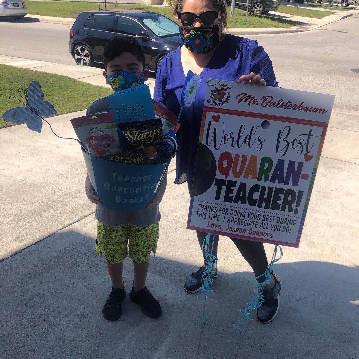 MrsBulsterbaum's tweet photo. Early #TeacherAppreciationWeek surprise from an incredible mother &amp; son team!  #TeachersCan #NISDFamily #NISDdl #distancelearning #QuarantineLife #grateful #WardWranglers #WardStrong #NISDStrong https://t.co/TleS2sw6V0