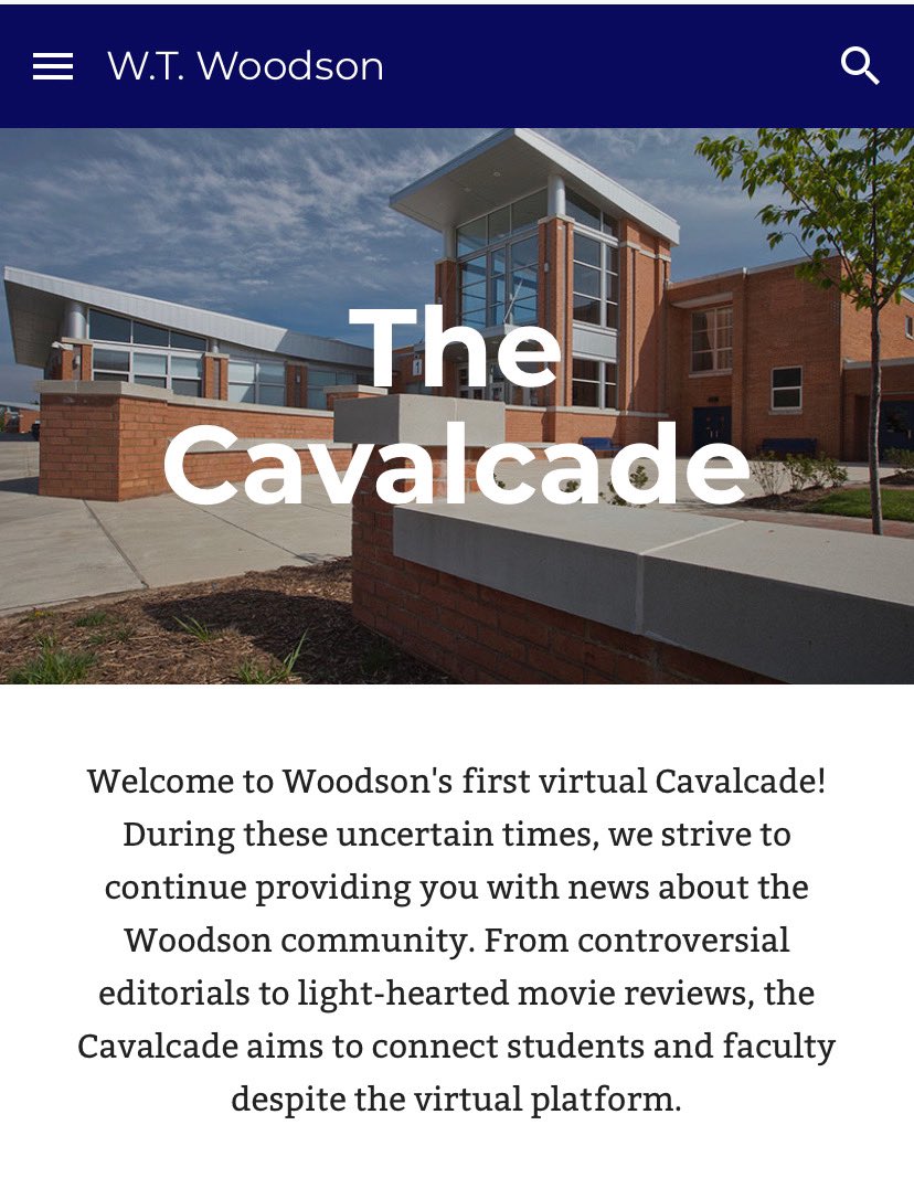 Welcome to our first online Cavalcade! Catch up on your favorite Woodson news and how your classmates are spending this time off. Click the link below and log in with your schoogle!

sites.google.com/fcpsschools.ne…