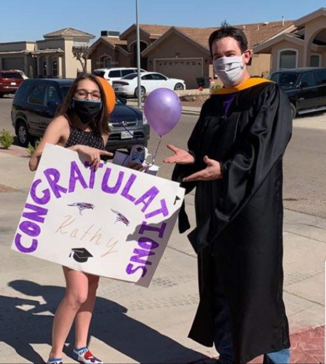 Morton_EHS's tweet photo. Had a great time at Kathy's senior parade. Thank you @APerez_PR and @dchavez_SHS for inviting, and thank you Kathy for being an excellent student. #TeamSISD #FalconMath https://t.co/lNHhCnhjkC