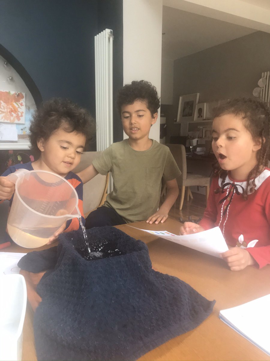 Candy_w_'s tweet photo. @SPBPrimary Jasmine Bufton Y1 and her brothers Gabriel (y3) and Theo all enjoying getting involved in the materials project. The tea towel and the water did not mix 😊 https://t.co/02VZPcj4Ya