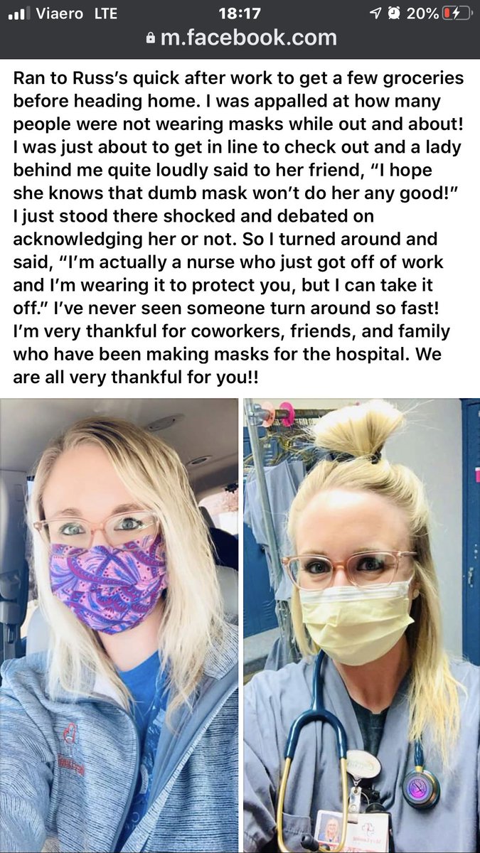 AdamsEmergency's tweet photo. Thank you Nurses for protecting us and being aware of protecting others.  As far as others pressuring us not to wear masks, please STAY HOME! https://t.co/618CZoFoMs