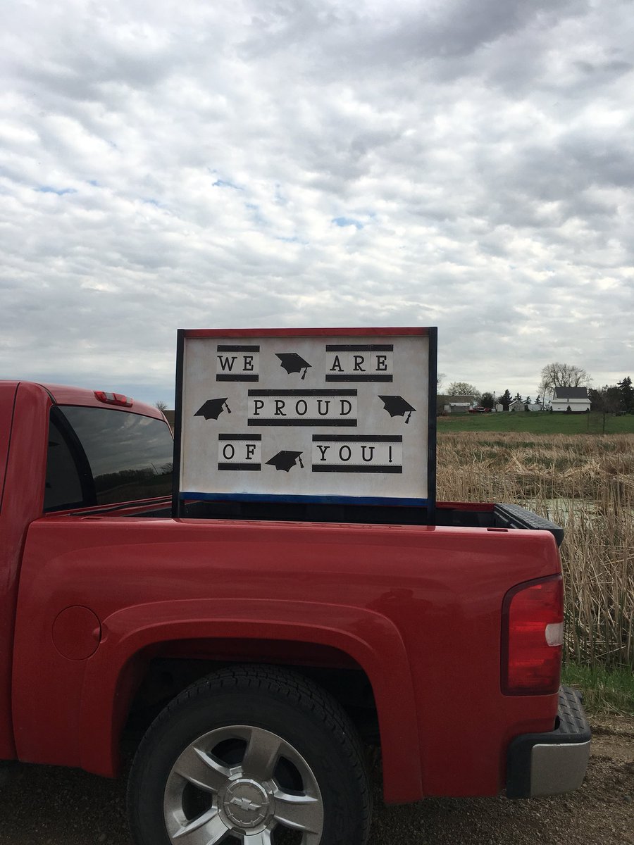 KingBriceking17's tweet photo. Today would have been Graduation for @HumphreyPublic seniors. We made the best of the current situation. Over 20 HPS staff in their own cars took a 4 1/2 hour drive, over 117 miles, to 3 towns and multiple farms to drive by all 19 seniors houses to celebrate them. What a memory! https://t.co/x97QoGKqnk