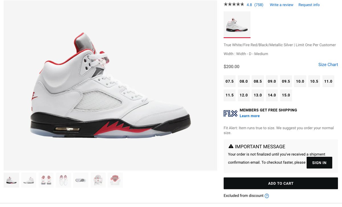 SOLELINKS's tweet image. AD: Sizes 8-13 via FTL
Air Jordan 5 Retro 'Fire Red'
=&amp;gt; bit.ly/2KSCS4n
=&amp;gt; 

Footaction almost gone
=&amp;gt; bit.ly/2KPyuDf

sold out via Eastbay now