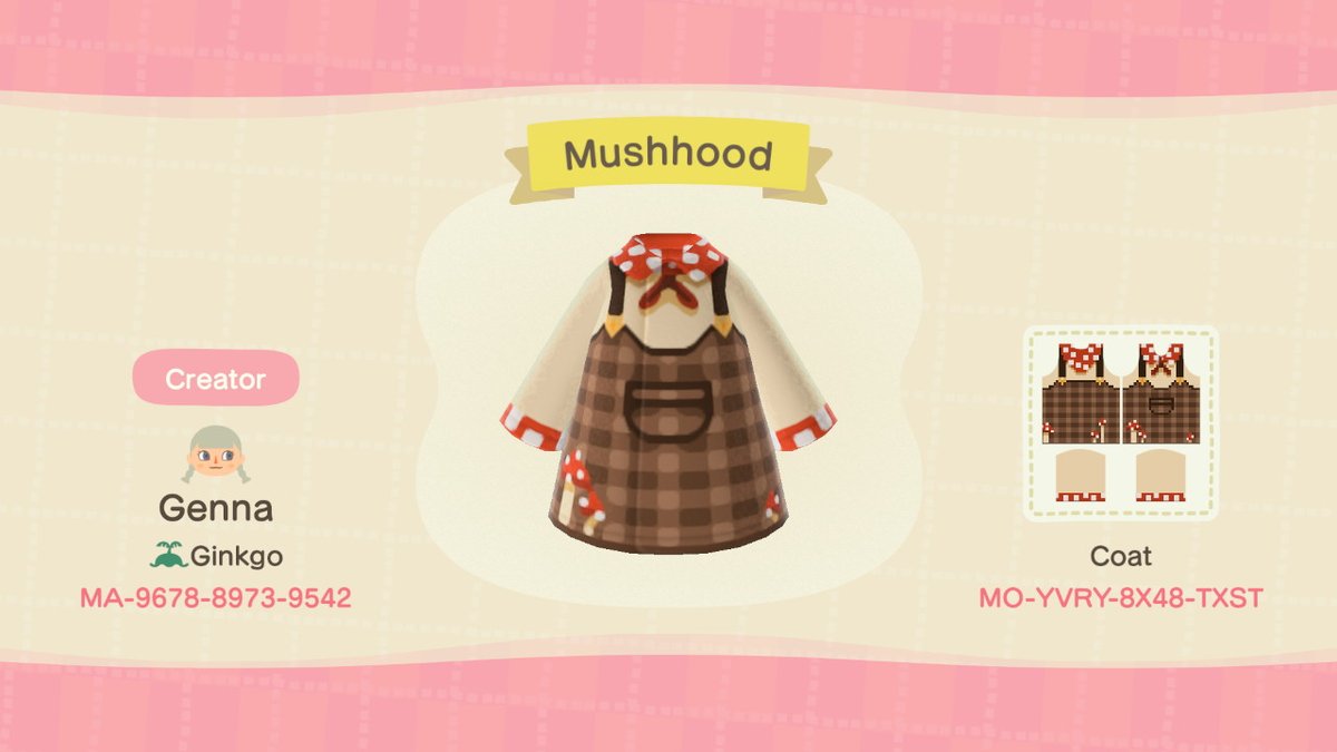 okpng's tweet image. mushroom dress! mushroom dress! mushroom dress! (with a hood design) #ACQR #ACDesign #AnimalCrossing #ACNH #NintendoSwitch