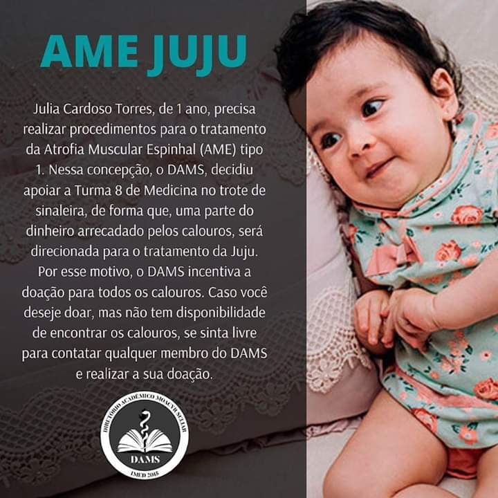 amejujurs's tweet photo. A gauchinha Júlia Cardoso Torres, a Juju, foi diagnosticada com AME tipo 1. A Juju enfrenta uma corrida contra o tempo, pois o único tratamento é oferecido nos EUA e custa R$ 9 milhões. Conheça mais detalhes da campanha nas plataformas Ame Juju e no site https://t.co/aztfoHCn7G https://t.co/FFCZ0HVH7U