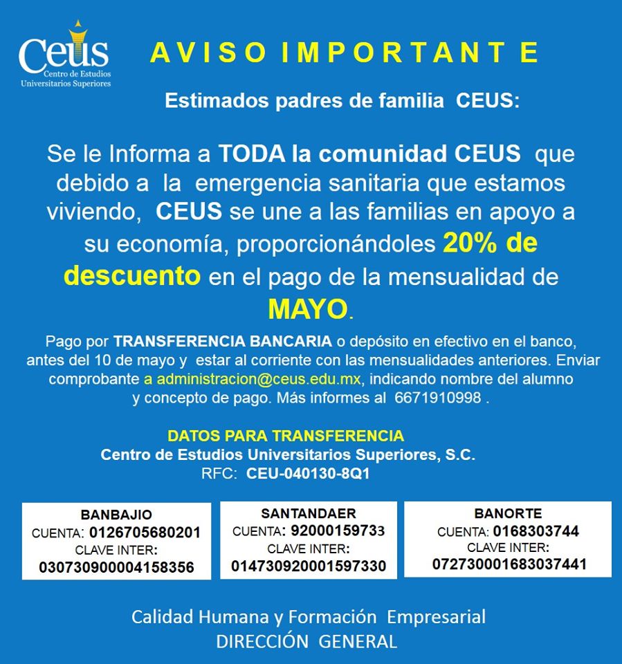 CEUS__'s tweet photo. #CEUS AVISO IMPORTANTE https://t.co/kLhudU2Uvj