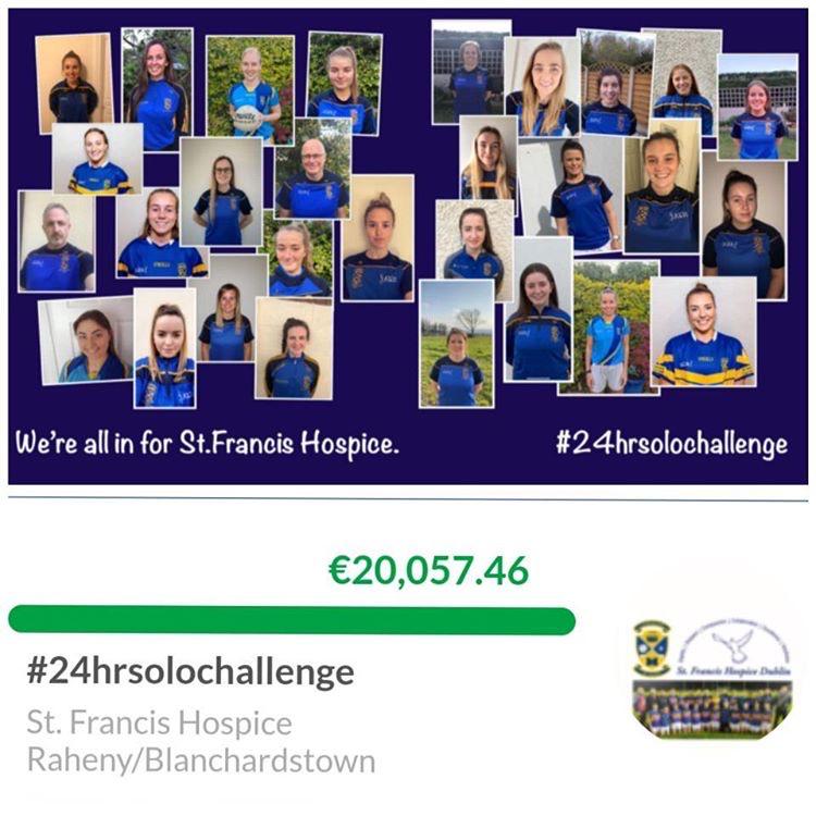 CastleknockGAA's tweet photo. Wow! Our ladies smashed the €20,000 in 24 hrs. Thanks to everyone who supported them and donated for such a worthy cause @SFHDublin. Most of all well done to the girls who have made the club so proud. Night all! #24hrsolochallenge #CastleknockAbú💙💛 https://t.co/rezL064j7N