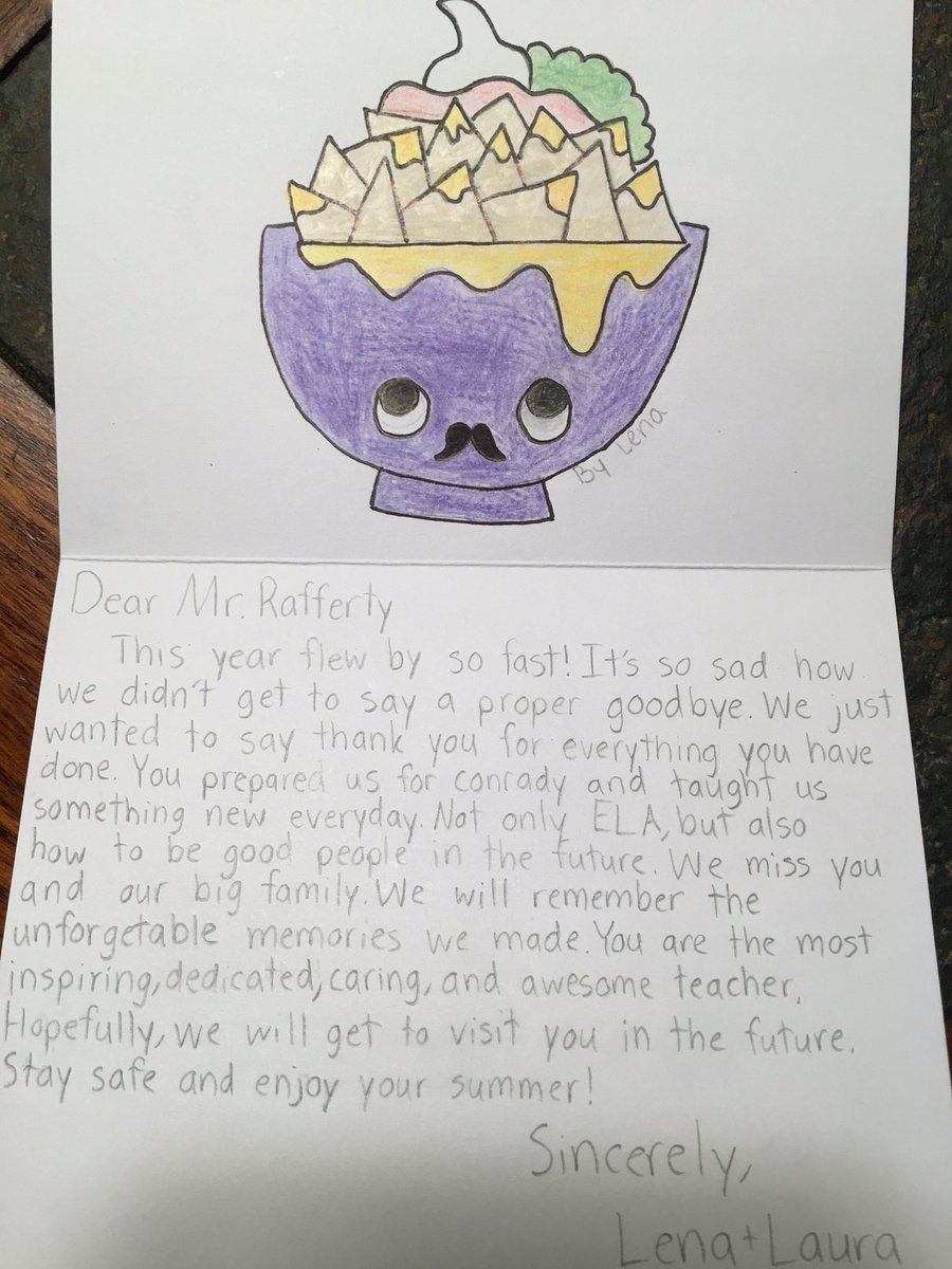 Rafferty5thELA's tweet photo. This letter today made me really miss my kids. https://t.co/t0VASqzYhe