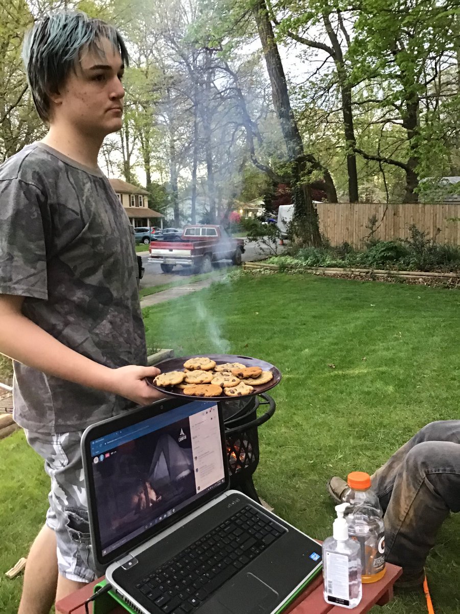 schingley's tweet photo. My OA Life Scout (1231) baked us cookies! #CampIn #ScoutingAtHome   He's not thrilled about the picture, though. https://t.co/NRwqRwvhH9