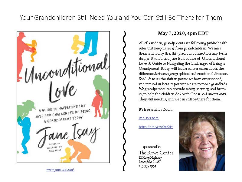 janeisay's tweet photo. Please join me for this Rowe Center event.

Your Grandchildren Still Need You and You Can Still Be There for Them

Thursday, May 7, 4pm EDT
It’s free and it’s Zoom.
Here’s how to register:
https://t.co/pd82hlLCbZ

#unconditionallove
#grandparents 
#grandchildren https://t.co/bCf7a3s8ov
