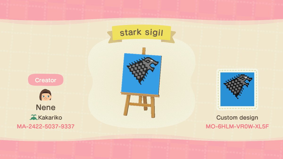 expectopadonut's tweet photo. #AnimalCrossing #ACNH #NintendoSwitch #housestark #gamethrones #starksigil #animalcrossingdesign @gameofthrones https://t.co/Cdmzpf3w7m